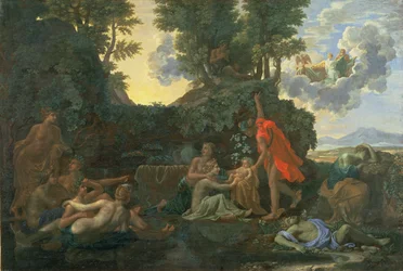 Der junge Bacchus wird den Nymphen von Nysa anvertraut; Der Tod von Echo und Narziss, 1657